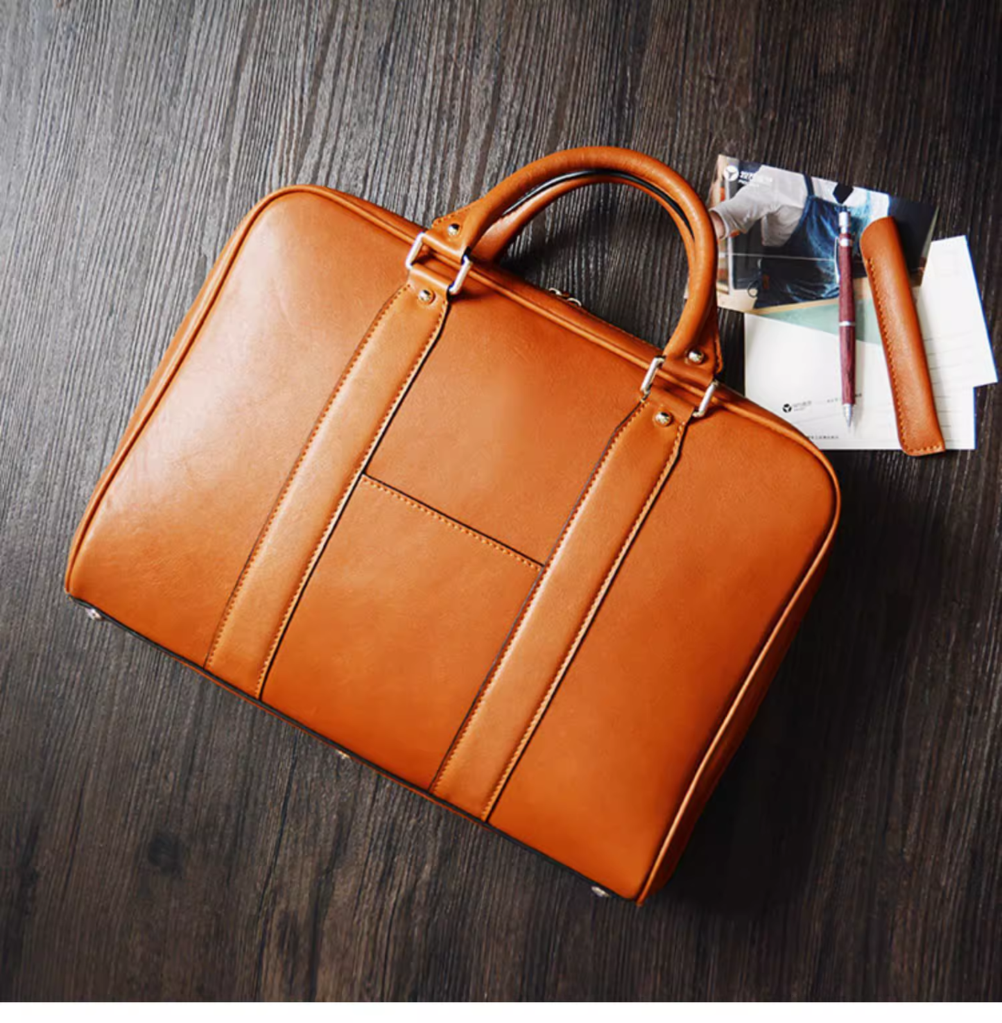 Classic Leather Briefcase - Chestnut