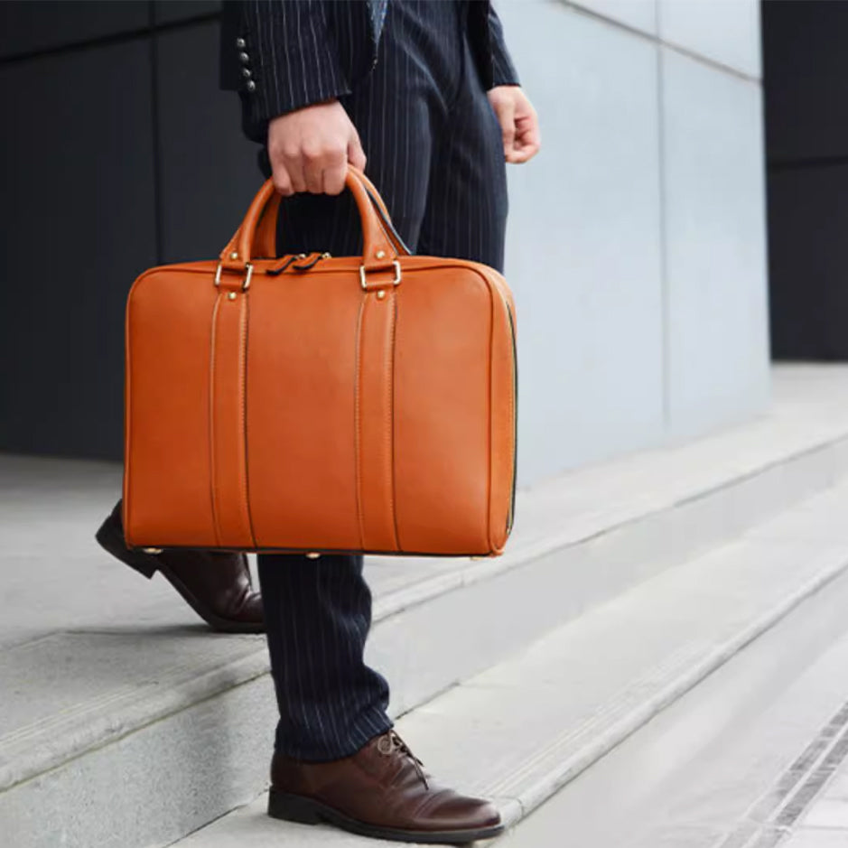 Classic Leather Briefcase - Chestnut