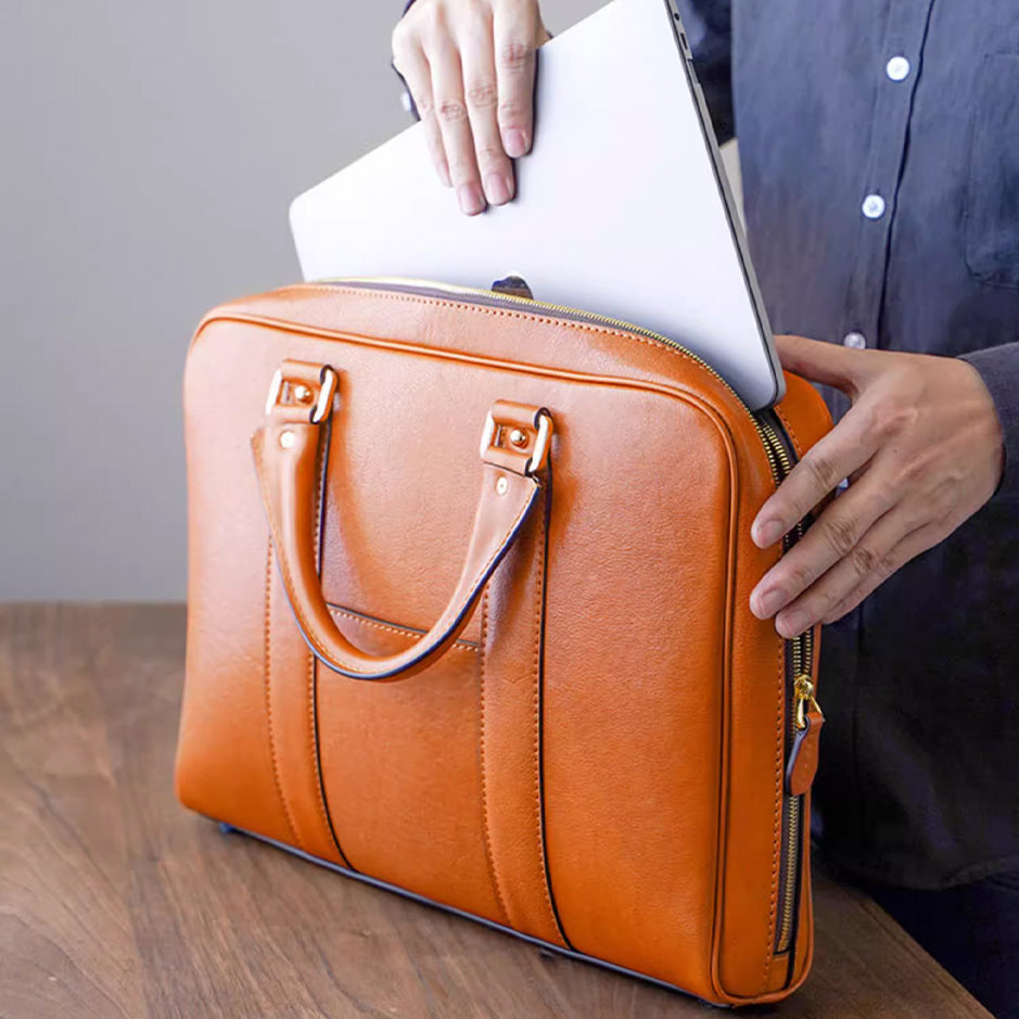Classic Leather Briefcase - Chestnut