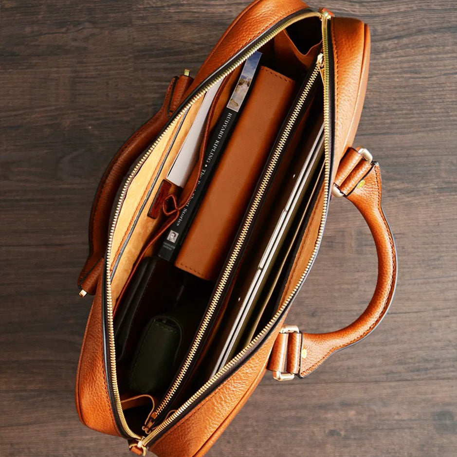 Classic Leather Briefcase - Chestnut