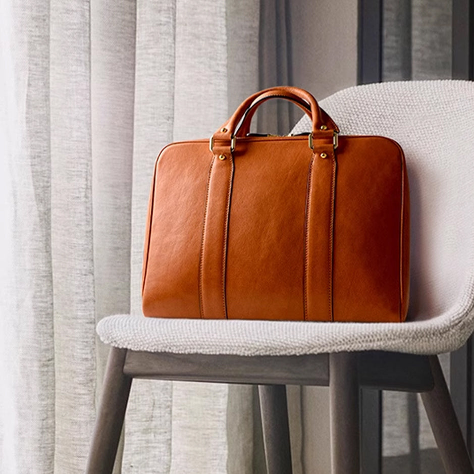 Classic Leather Briefcase - Chestnut
