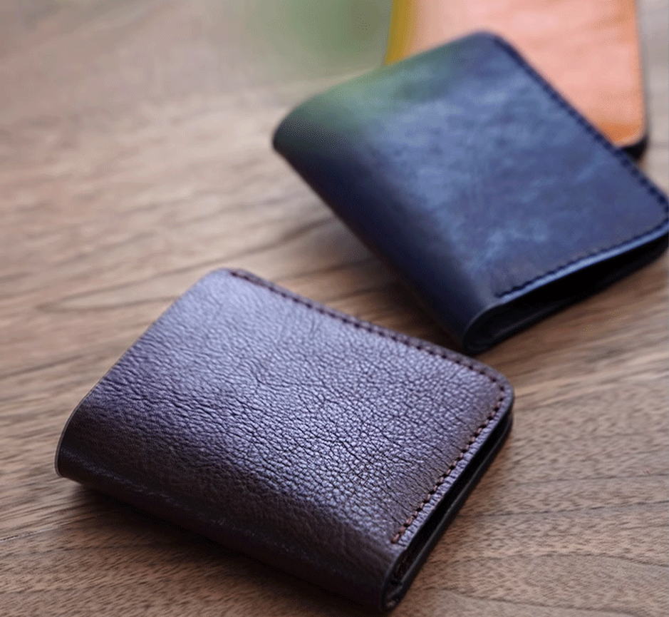 Slim Leather Wallet - Navy