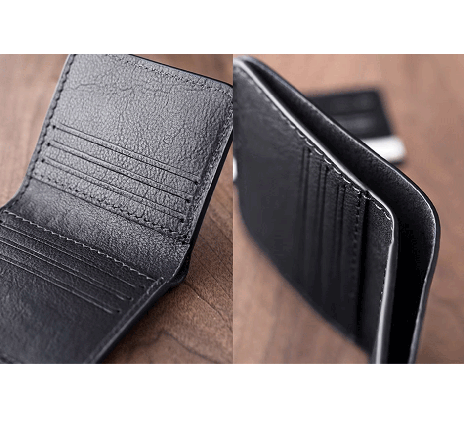 Slim Leather Wallet - Navy