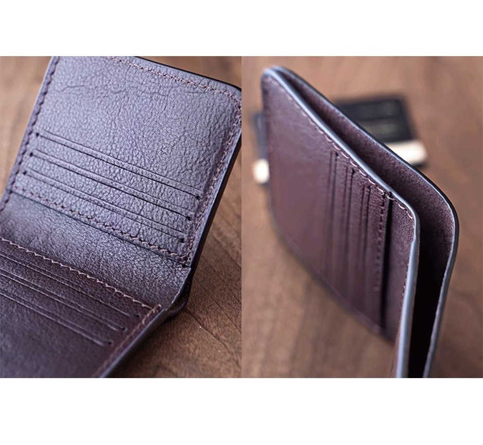 Slim Leather Wallet - Navy