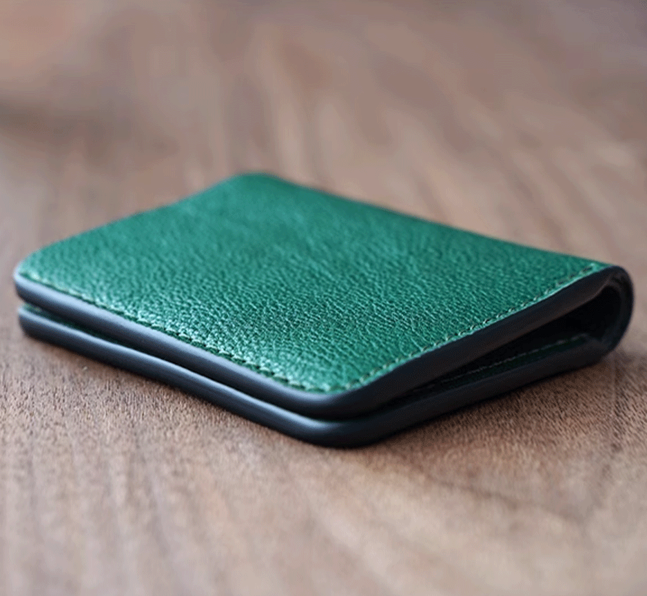 Slim Leather Wallet - Navy