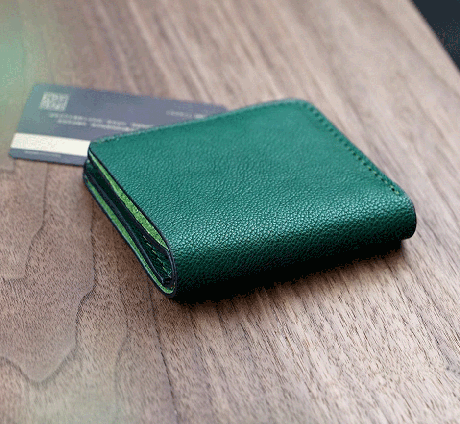 Slim Leather Wallet - Navy
