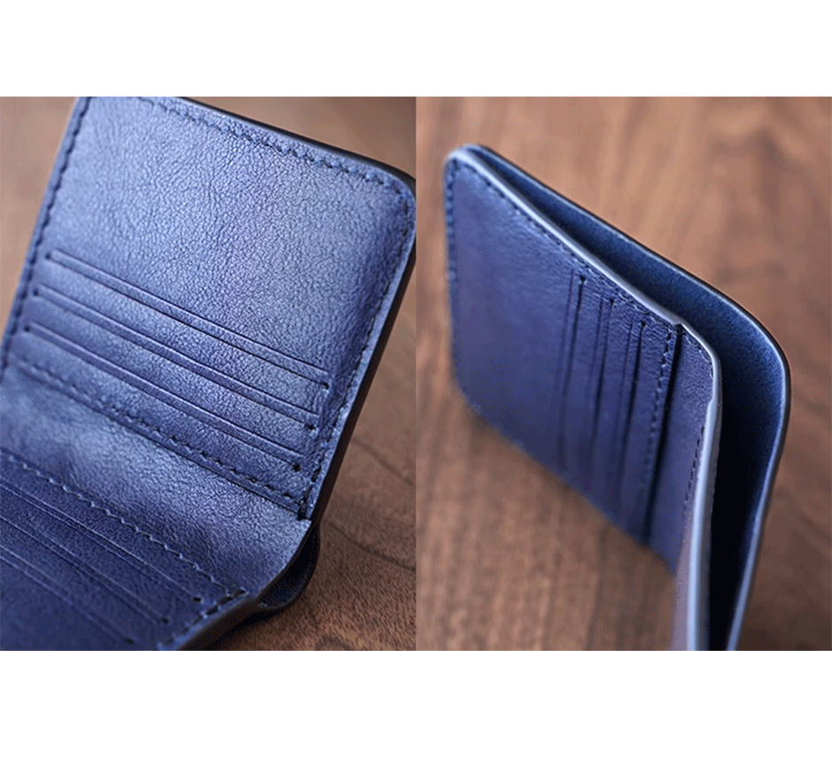 Slim Leather Wallet - Navy