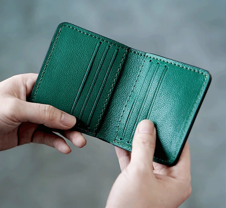Slim Leather Wallet - Navy