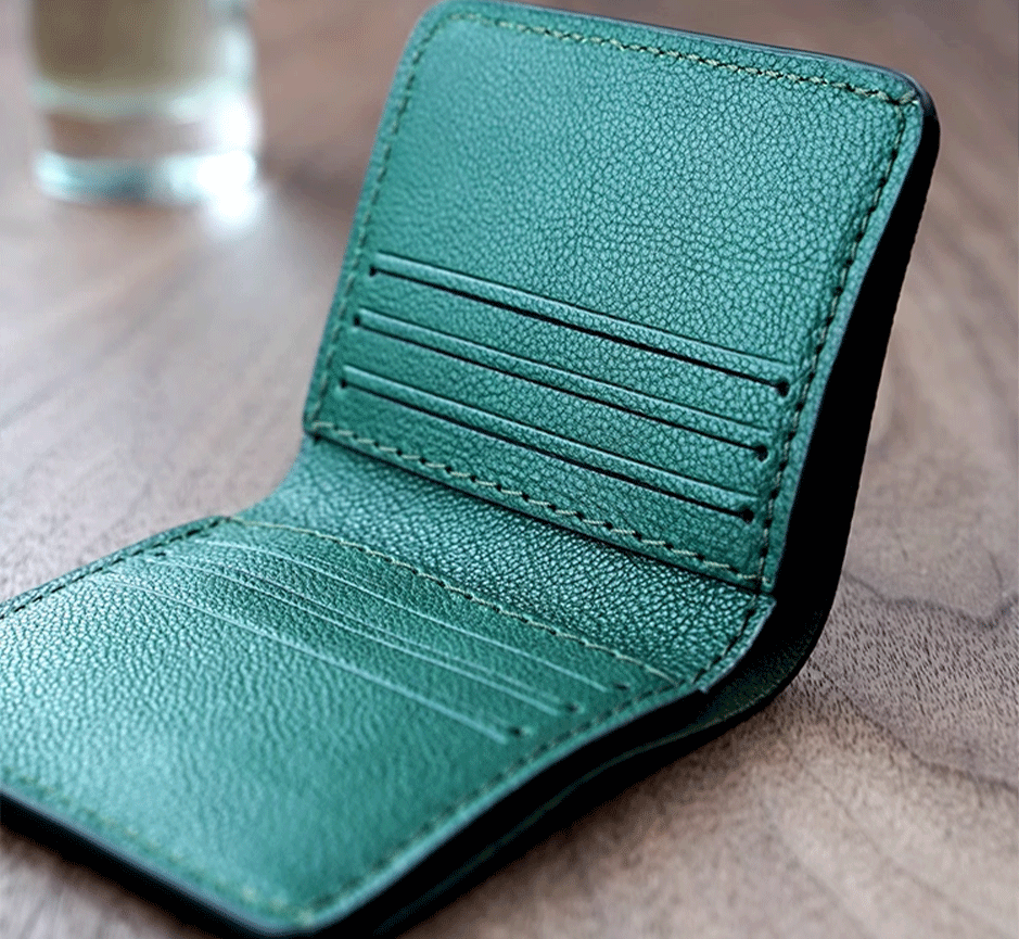 Slim Leather Wallet - Navy