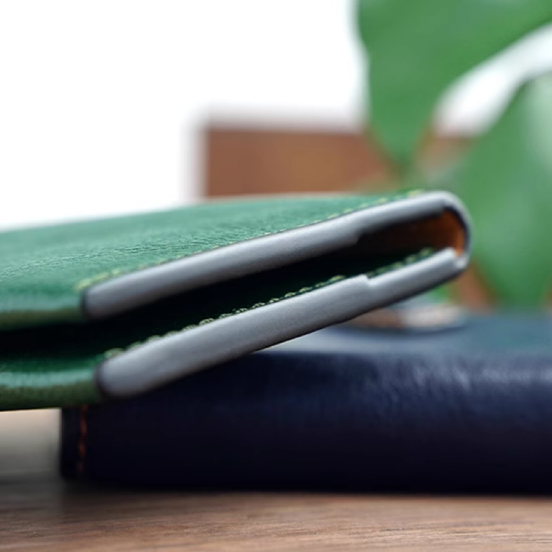 Slim Long Leather Wallet - Navy