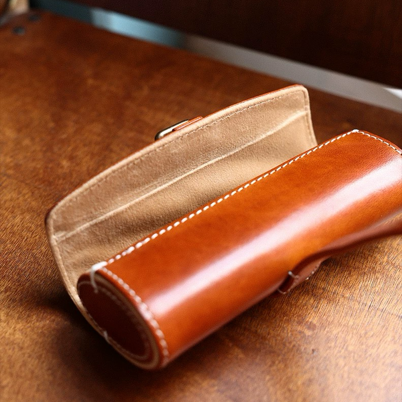 Classic Leather Wrap Glasses Case- Classic Red