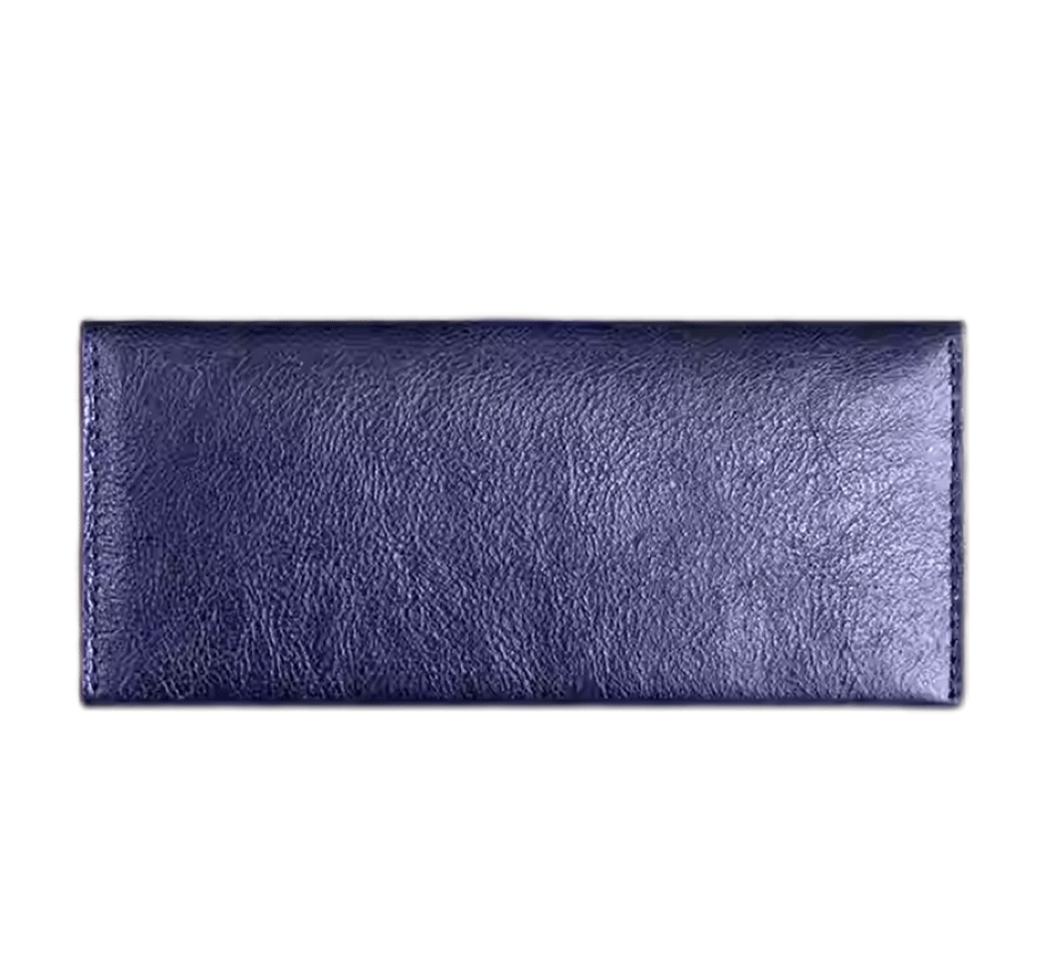 Slim Long Leather Wallet - Navy