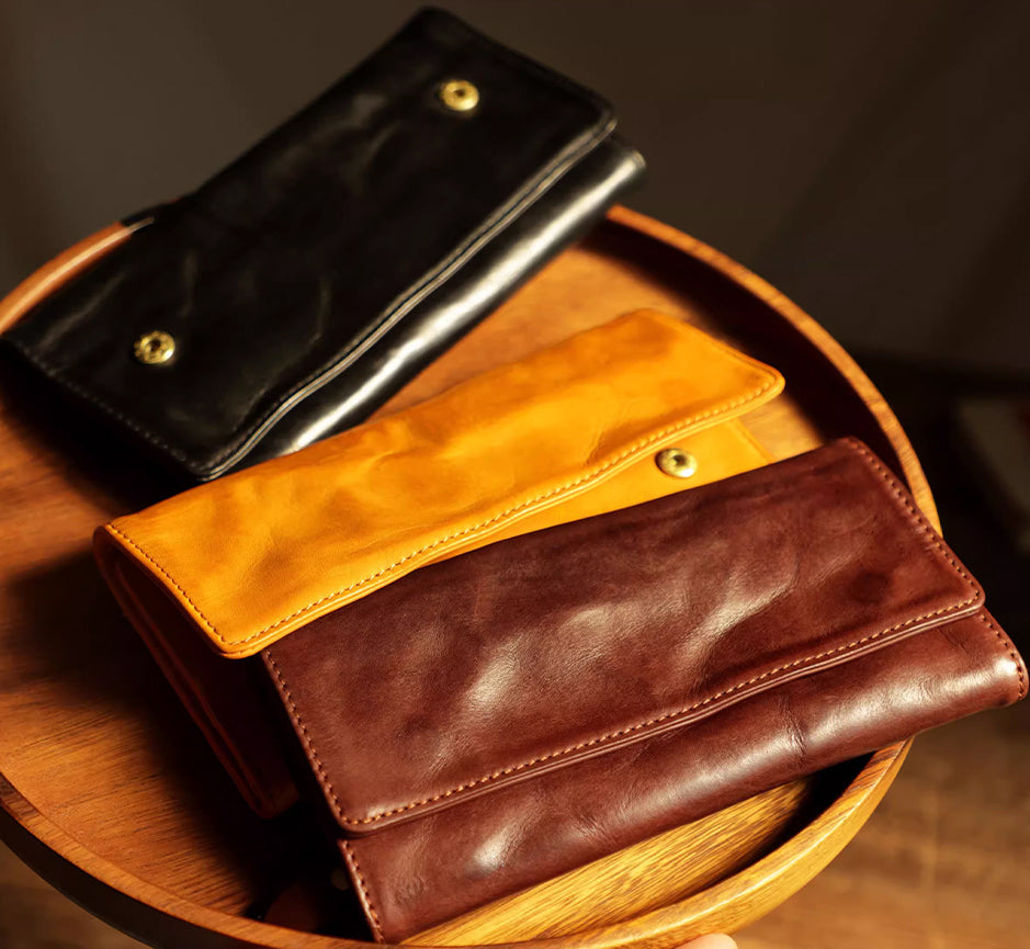 Artisan Long Leather Wallet - Sunset Yellow