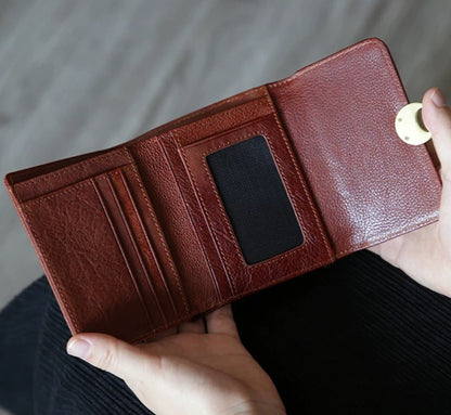CrimsonFold – Portefeuille court en cuir de vache fait main