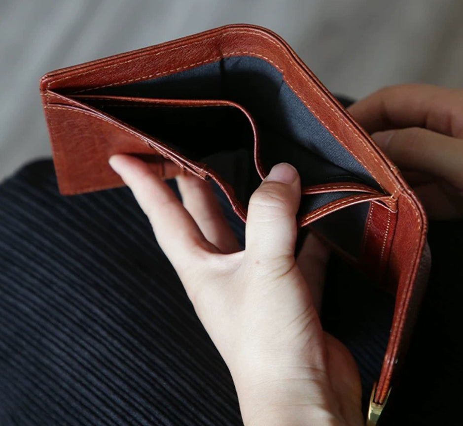 CrimsonFold – Portefeuille court en cuir de vache fait main
