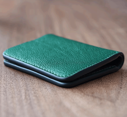 Slim Leather Wallet -  Navy