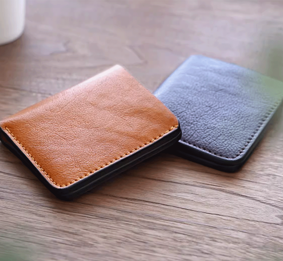 Slim Leather Wallet -  Navy