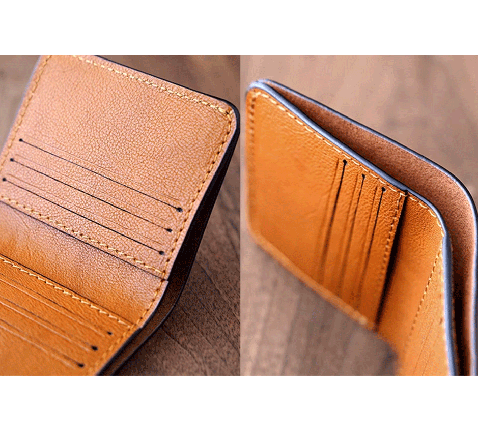 Slim Leather Wallet -  Navy