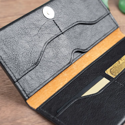 Slim Long Leather Wallet - Navy