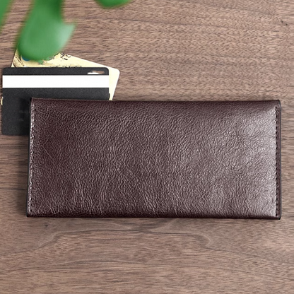 Slim Long Leather Wallet - Navy