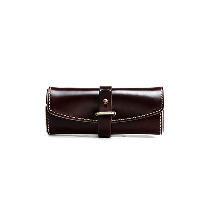 Classic Leather Wrap Glasses Case- Classic Red