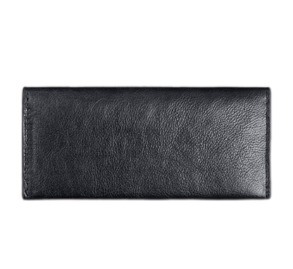 Slim Long Leather Wallet - Navy