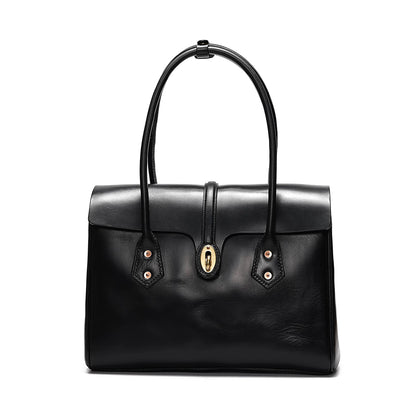 Retro Leather Brief Tote - Sandalwood Brown