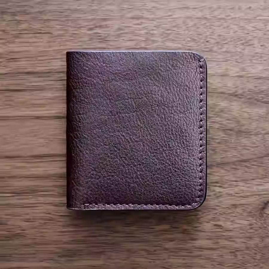 Slim Leather Wallet -  Navy