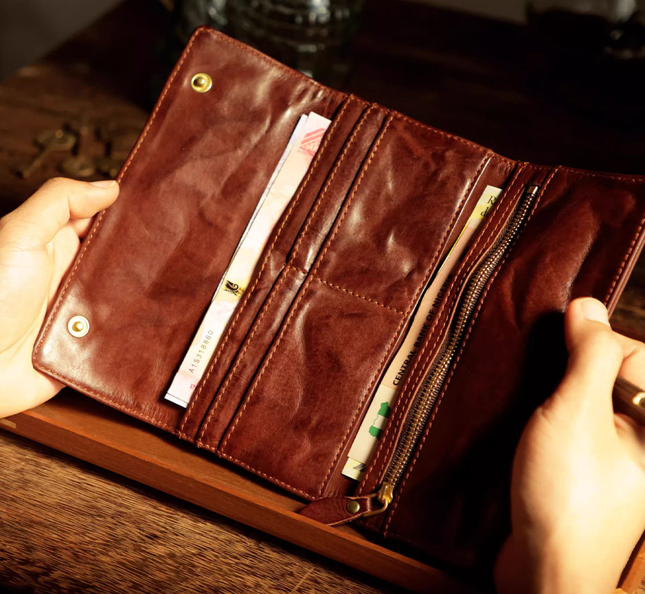 Artisan Long Leather Wallet - Sunset Yellow