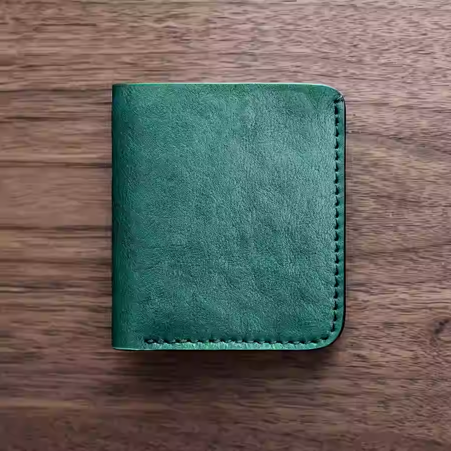 Slim Leather Wallet -  Navy