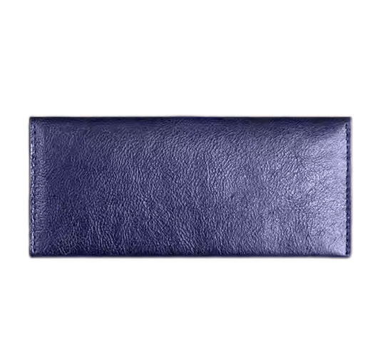 Slim Long Leather Wallet - Navy