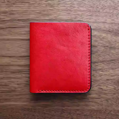 Slim Leather Wallet -  Navy